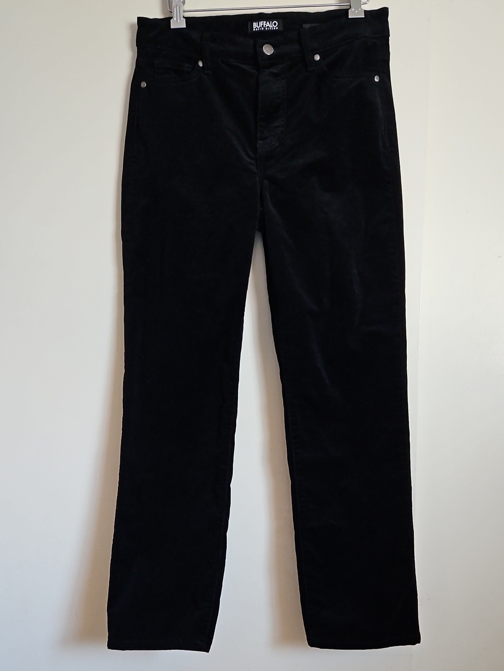 Buffalo David Bitton Black Corduroy Straight-Leg Pants Mid-Rise Size 6/28